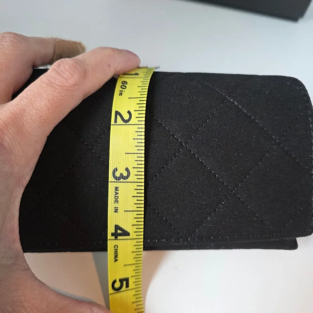 Chanel Black Quilted Fabric Eyewear Case with Box and Cleaning Cloth CC Logo